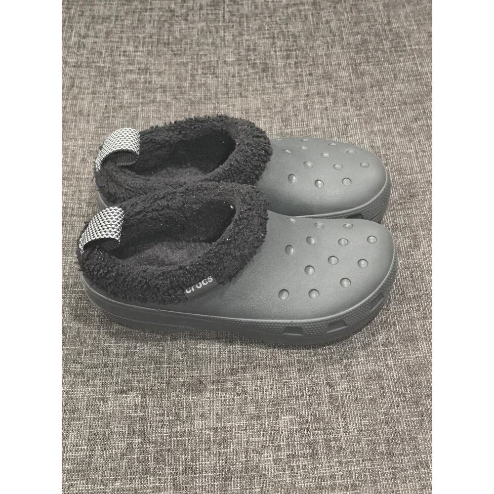 Crocs Classic Lined Shorty Clogs Black Mens 7 Womens 9 Faux Fur Winter Slippers - Picture 6 of 9